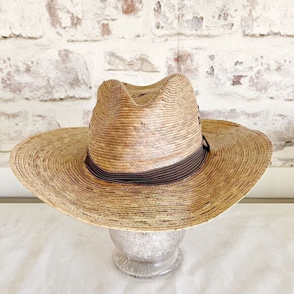 Palm Leaf Straw Bolero Cowboy Hat with Brown Ribbon Coastal Cowgirl Straw Hat - Picture 2 of 6